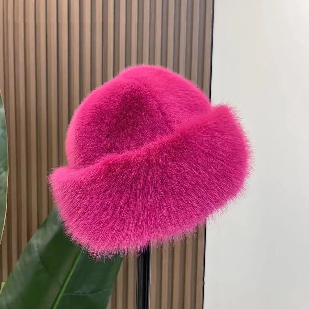 Pluizige imitatiebont-wintermuts voor dames - thermische, winddichte skimuts met oorbedekking voor warme bescherming bij koud weer