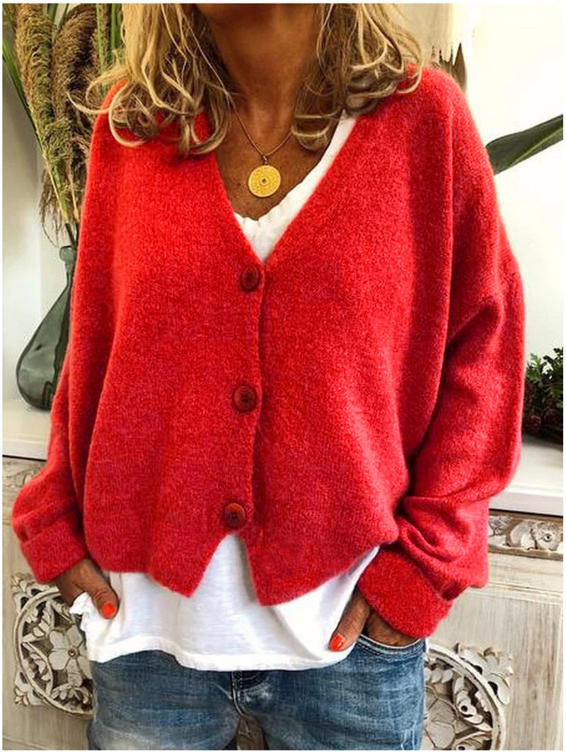 Women’s Relaxed Button Cardigan – Lightweight V-Neck Knit for Office Travel and Home