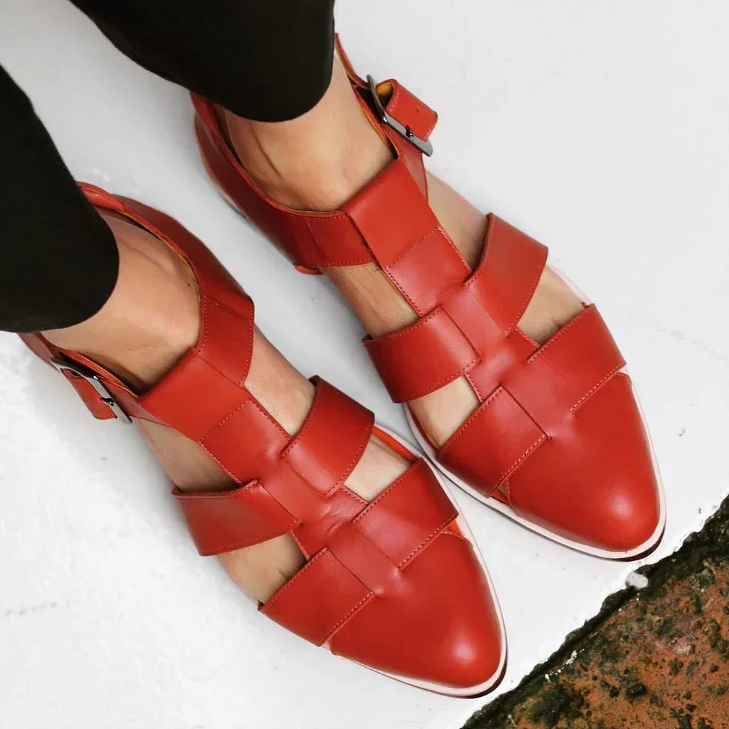 Sandali bassi da donna chiusi in punta – scarpe estive a gabbia regolabili per viaggi e uso quotidiano