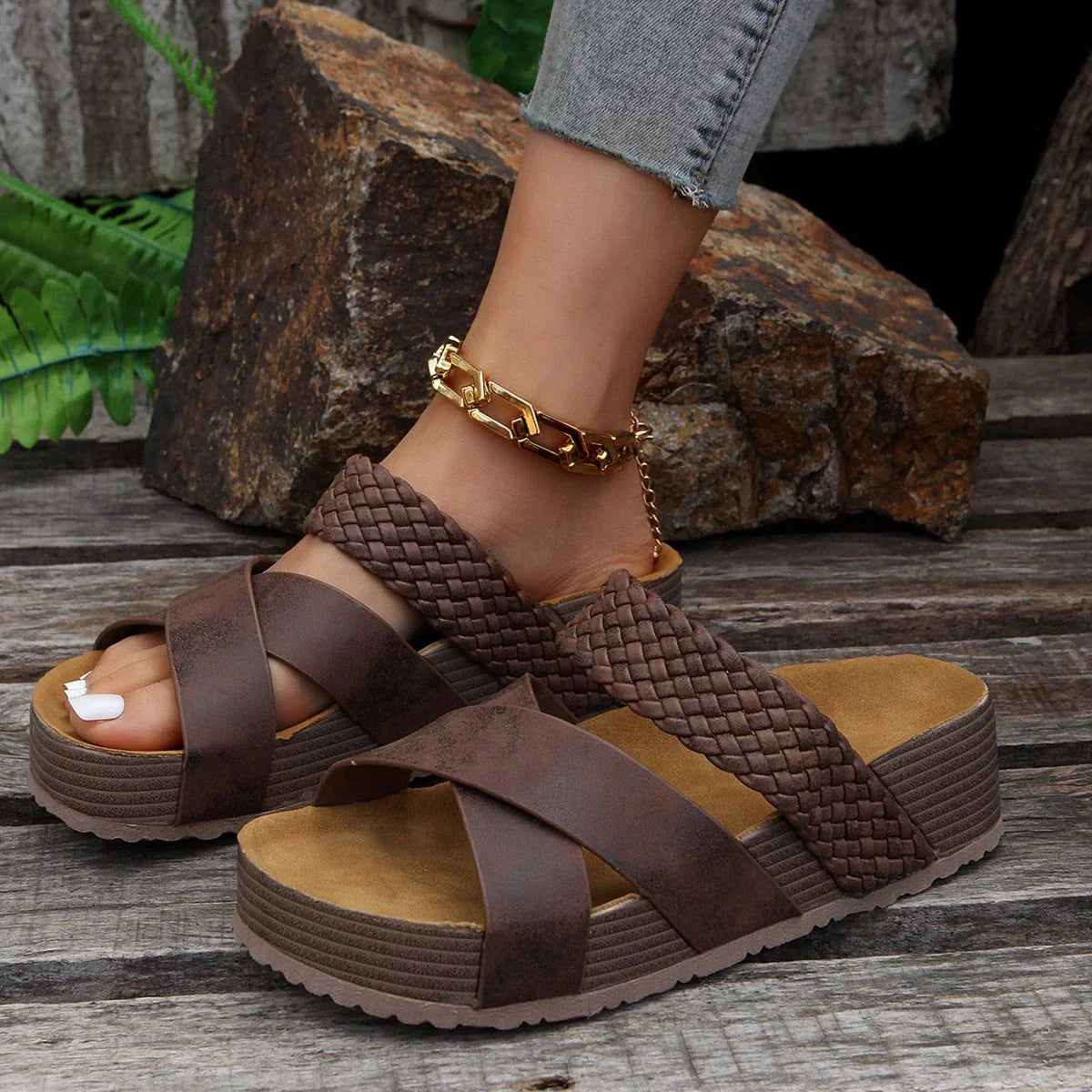 Sandalias de plataforma ligeras para mujer: calzado acolchado y antideslizante para viajar y usar a diario