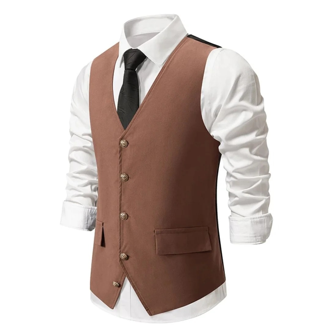 Men’s Buttoned Traditional Waistcoat – Refined Heritage Layer for Festivals and Formal Events