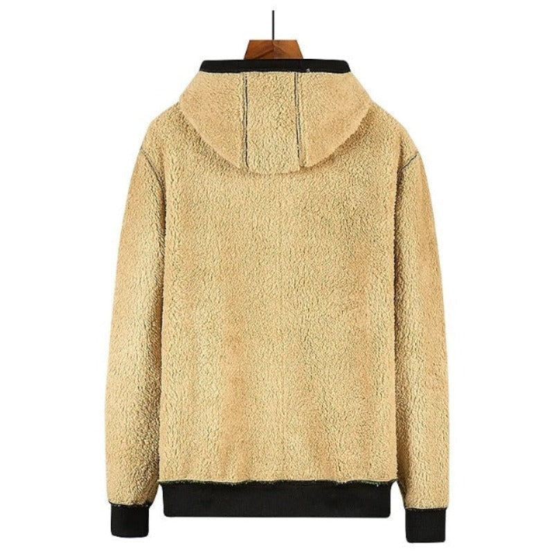 Herren-Winterjacke mit Kapuze und Wollfutter – Warme Jacke mit Reißverschluss für alltäglichen Komfort bei kaltem Wetter