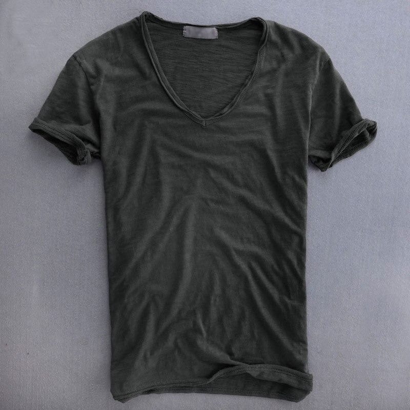 Ανδρικό Κοντομάνικο Slim Fit με V Λαιμόκοψη, Ελαφρύ Καλοκαιρινό Casual Τοπ