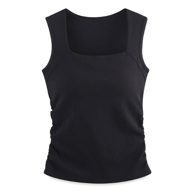 Camiseta sin mangas para mujer con soporte incorporado, comodidad diaria