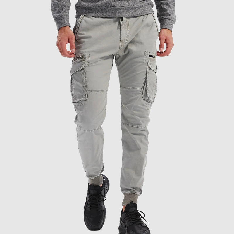 Pantalones jogger cargo para hombre con cintura elástica y múltiples bolsillos