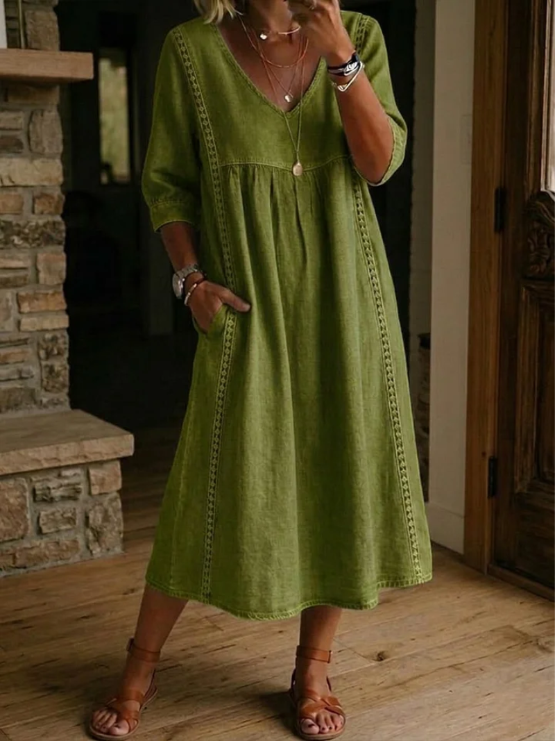 Women’s Relaxed Midi Dress V-Neck Everyday Comfort