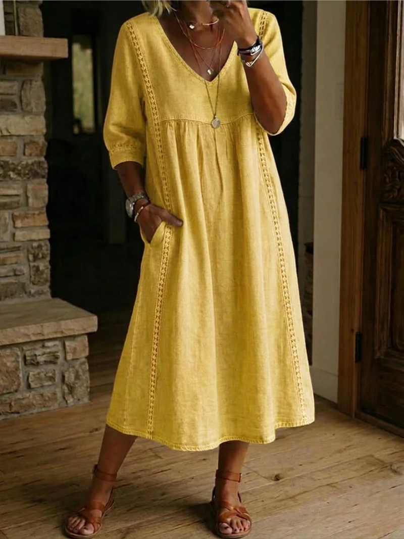 Women’s Relaxed Midi Dress V-Neck Everyday Comfort