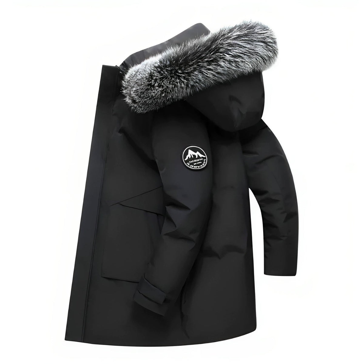 Casaco comprido de inverno para mulher com capuz e acabamento em pelo - camada quente e descontraída para uso citadino diário, viagens de inverno, passeios ao ar livre e um estilo casual para o tempo frio