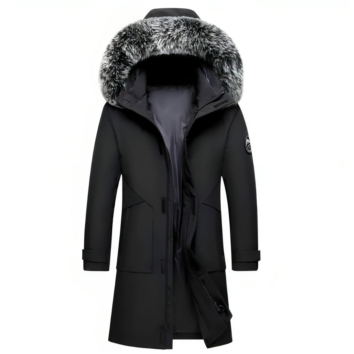 Casaco comprido de inverno para mulher com capuz e acabamento em pelo - camada quente e descontraída para uso citadino diário, viagens de inverno, passeios ao ar livre e um estilo casual para o tempo frio