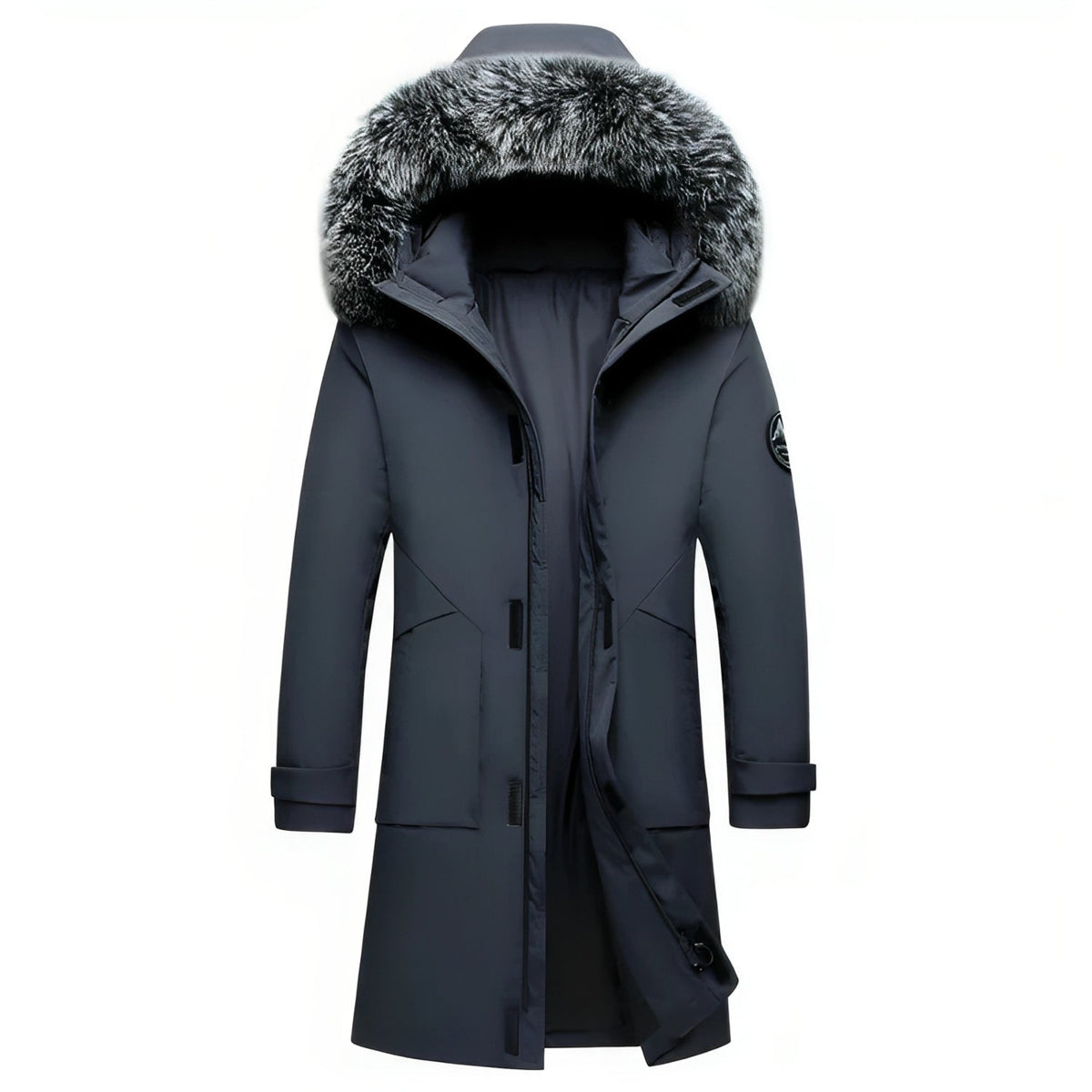 Casaco comprido de inverno para mulher com capuz e acabamento em pelo - camada quente e descontraída para uso citadino diário, viagens de inverno, passeios ao ar livre e um estilo casual para o tempo frio
