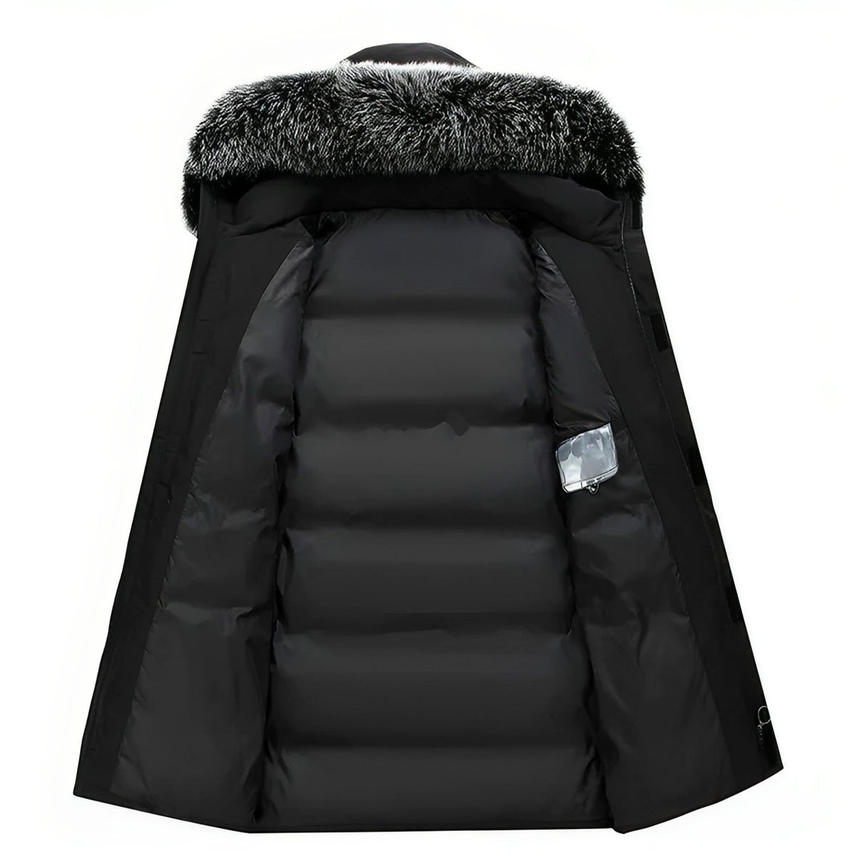 Casaco comprido de inverno para mulher com capuz e acabamento em pelo - camada quente e descontraída para uso citadino diário, viagens de inverno, passeios ao ar livre e um estilo casual para o tempo frio