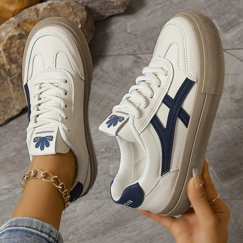 Damskie retro sneakersy z panelami, amortyzowana podeszwa, casualowe buty uliczne