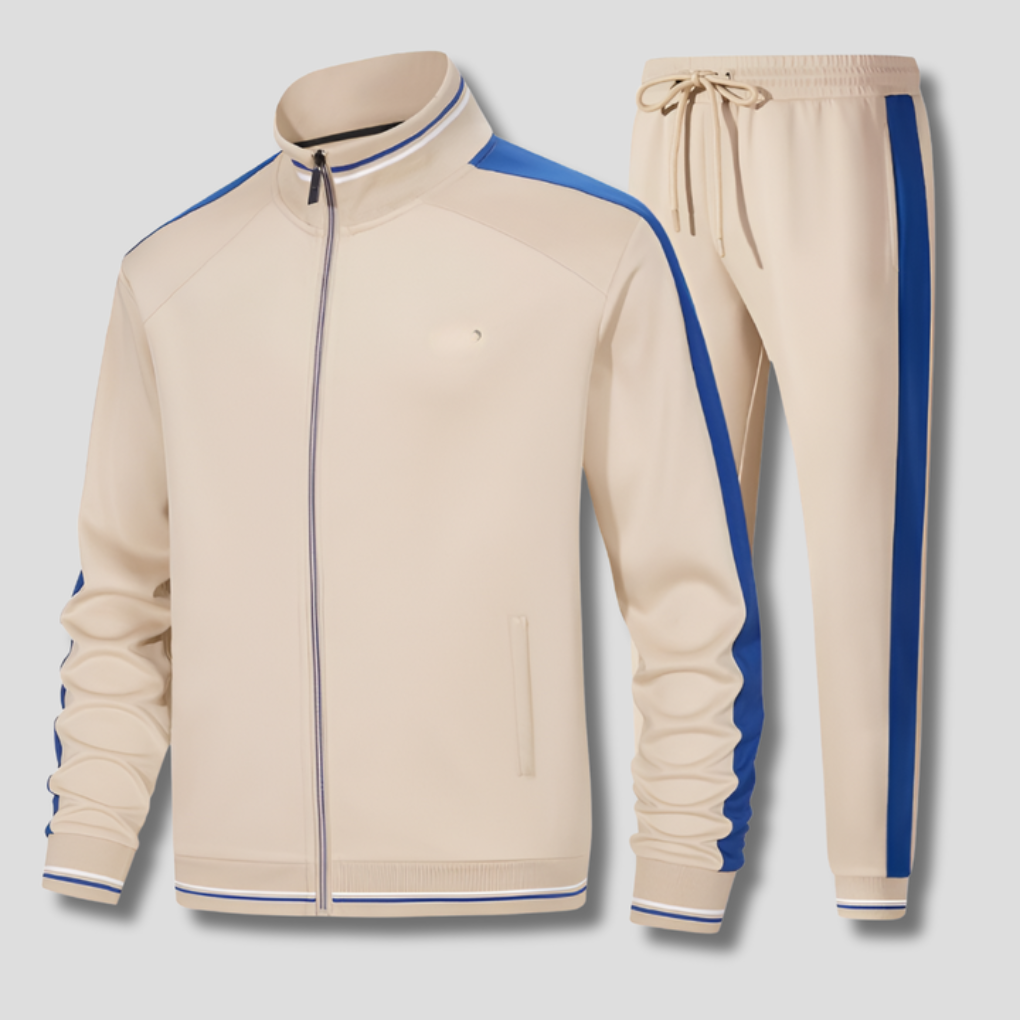 Chaqueta con cremallera para hombre, conjunto deportivo con detalle de rayas