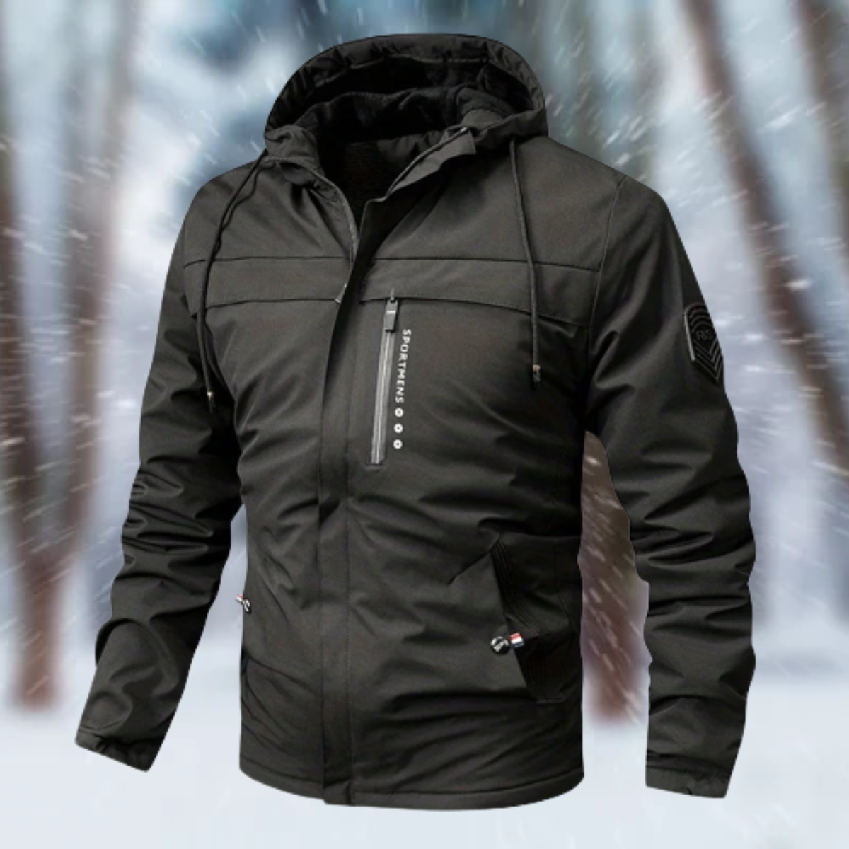 Men’s Water-Resistant Hooded Winter Jacket – Multi-Pocket Weatherproof Layer for Everyday Cold-Season Wear