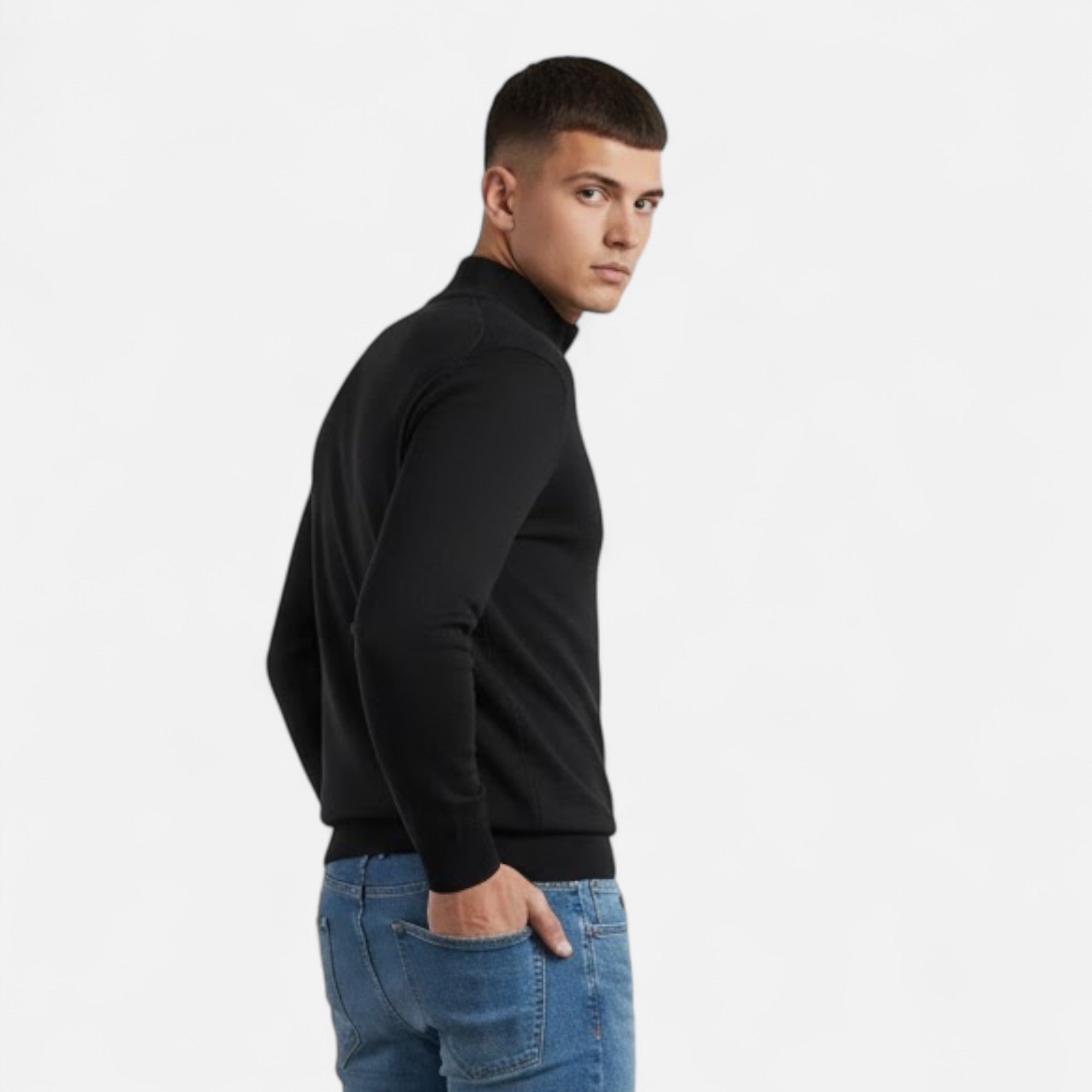 Valmonti | Men’s Heritage Cashmere-Blend V-Neck Zipper Top