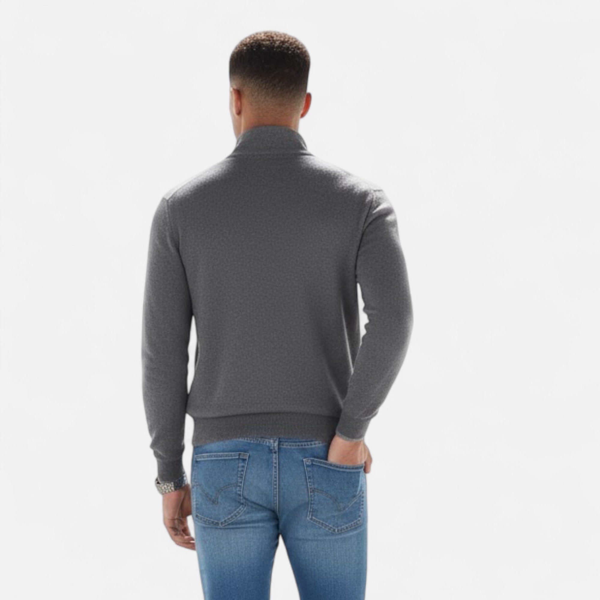 Valmonti | Men’s Heritage Cashmere-Blend V-Neck Zipper Top