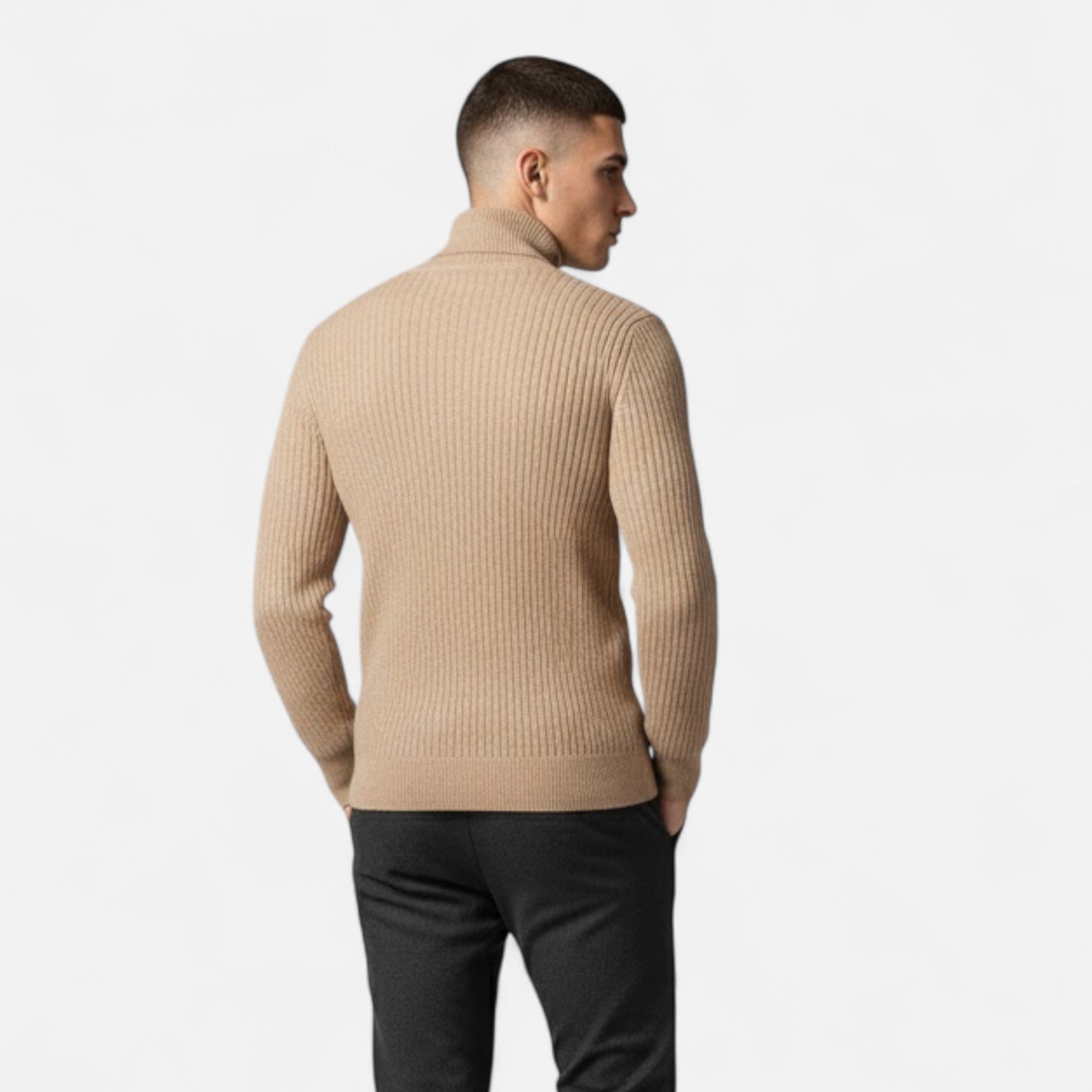 Valmonti | Men’s High-Lapel Cashmere Oversized Pullover