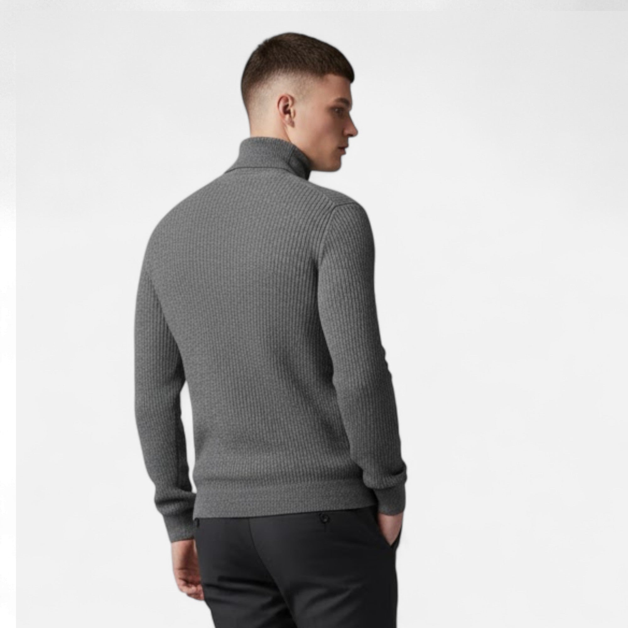 Valmonti | Men’s High-Lapel Cashmere Oversized Pullover