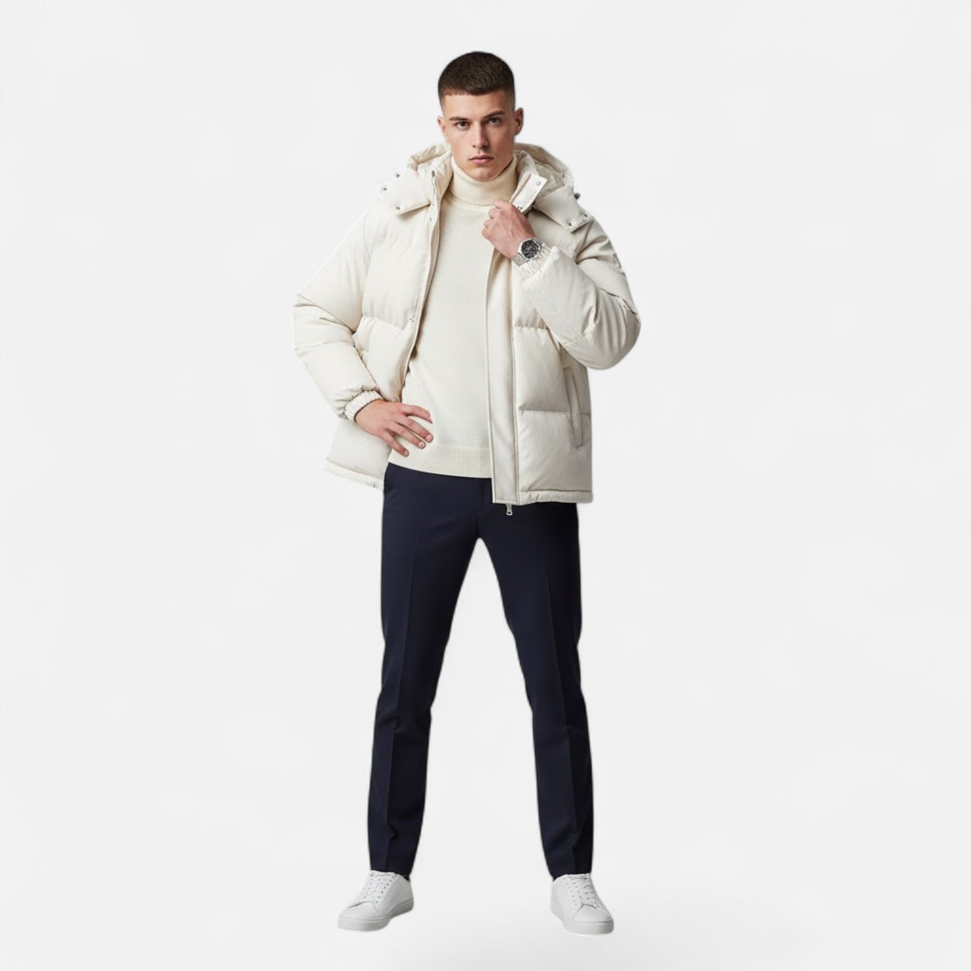 Valmonti | Men’s Hooded Solid-Colour Padded Jacket