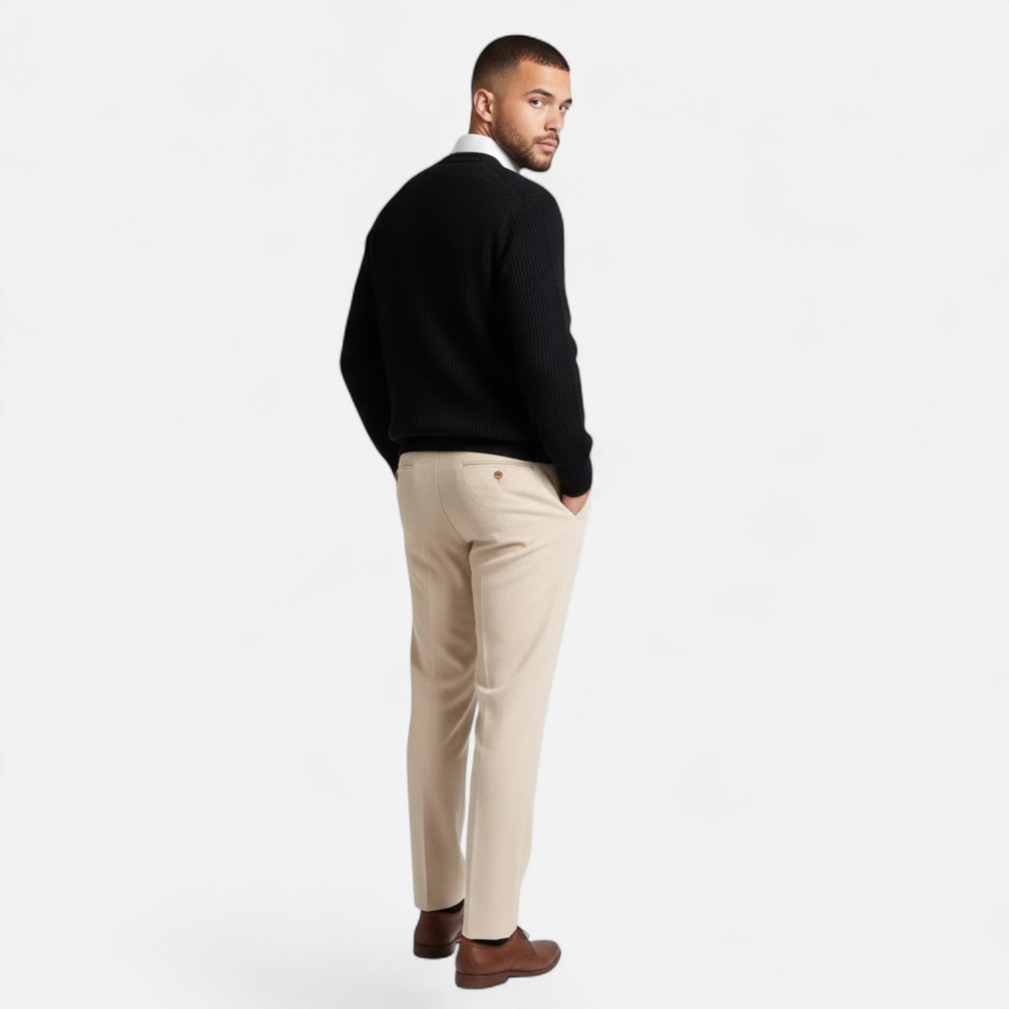 Valmonti | Men’s Loose V-Neck Wool-Blend Cardigan
