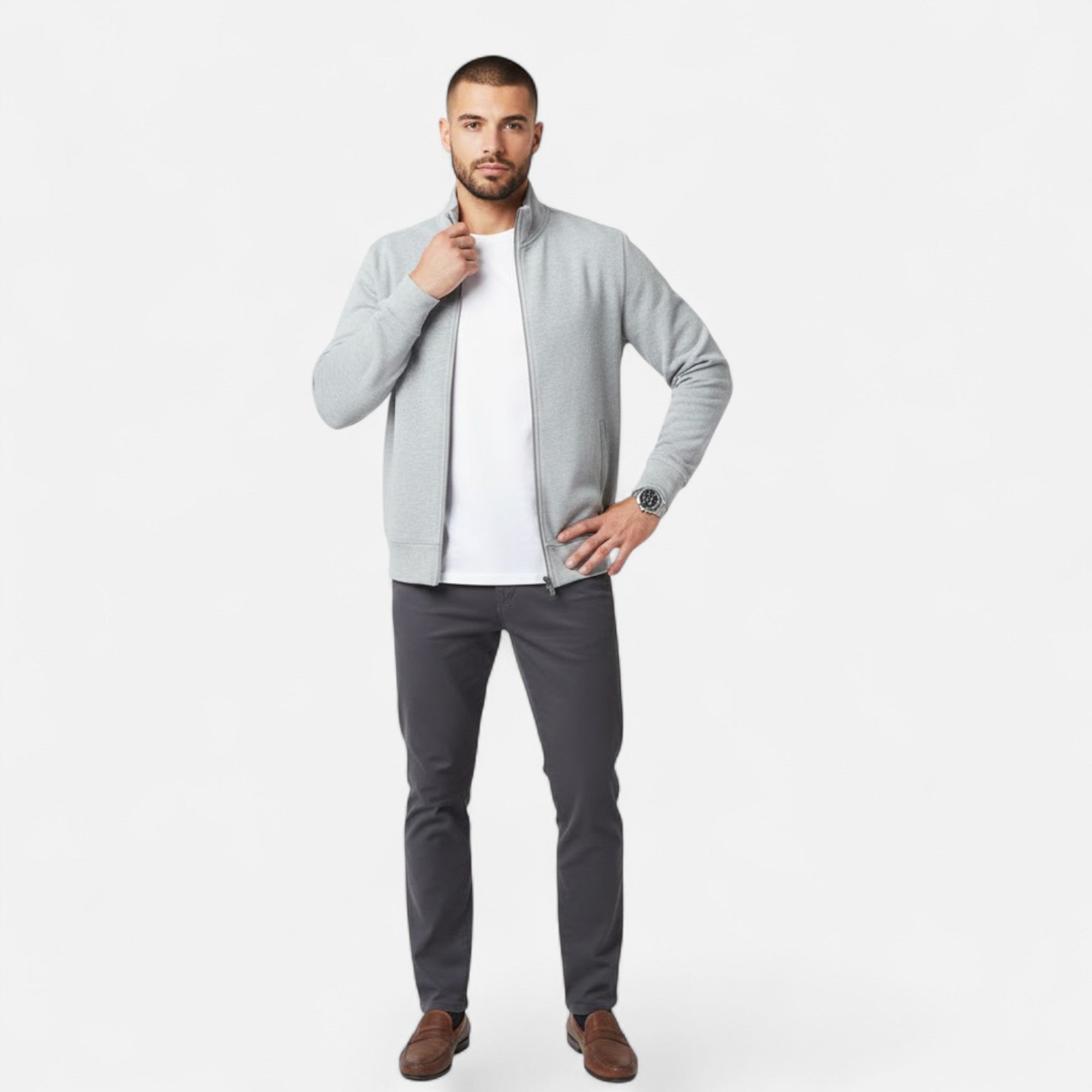 Valmonti | Men’s Printed Lapel Long-Sleeve Shirt