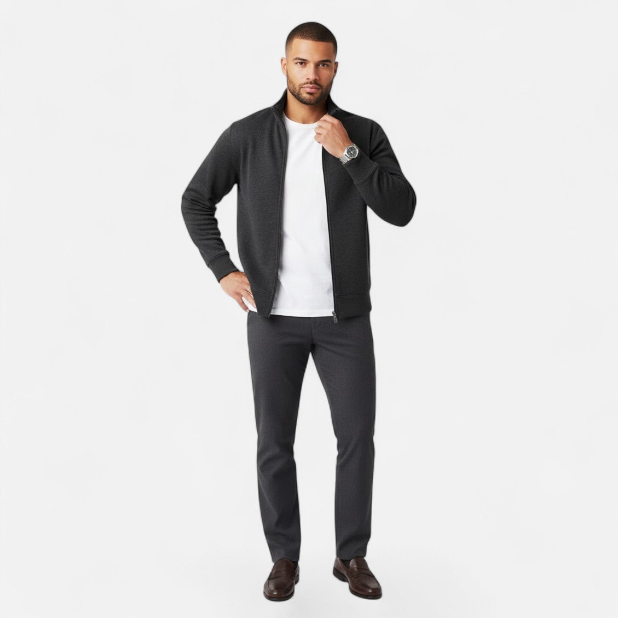 Valmonti | Men’s Printed Lapel Long-Sleeve Shirt