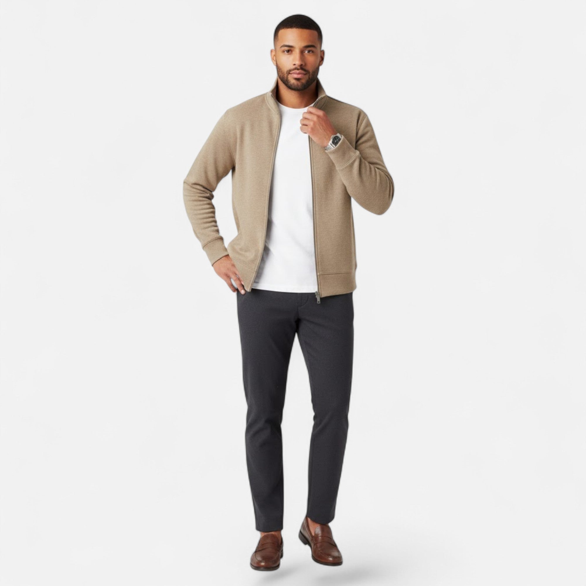 Valmonti | Men’s Printed Lapel Long-Sleeve Shirt