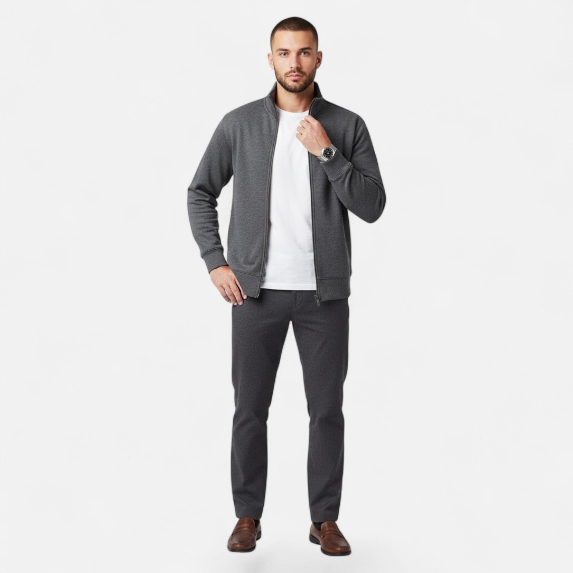 Valmonti | Men’s Printed Lapel Long-Sleeve Shirt