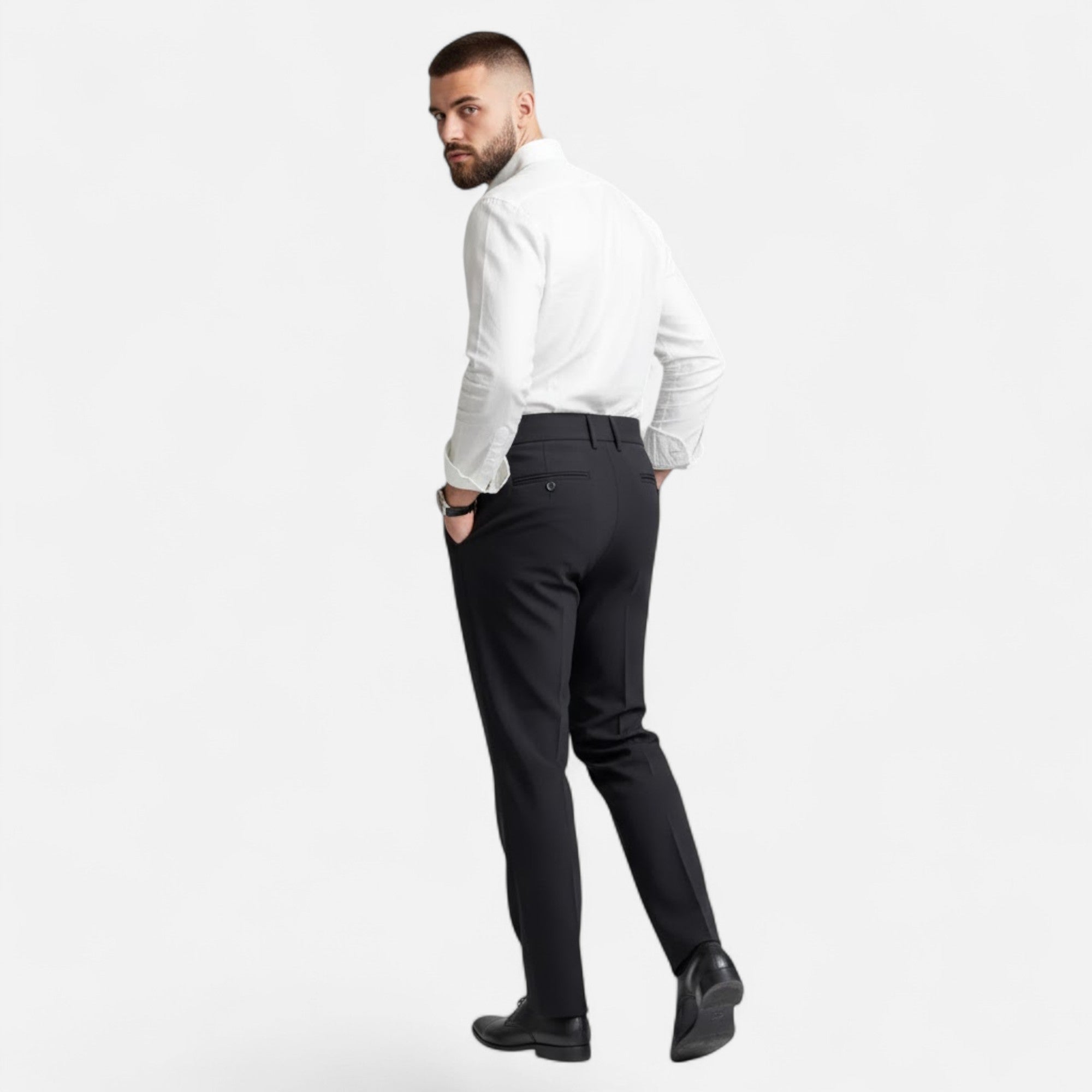 Valmonti | Men’s Straight-Leg Paris-Buckle Suit Trousers