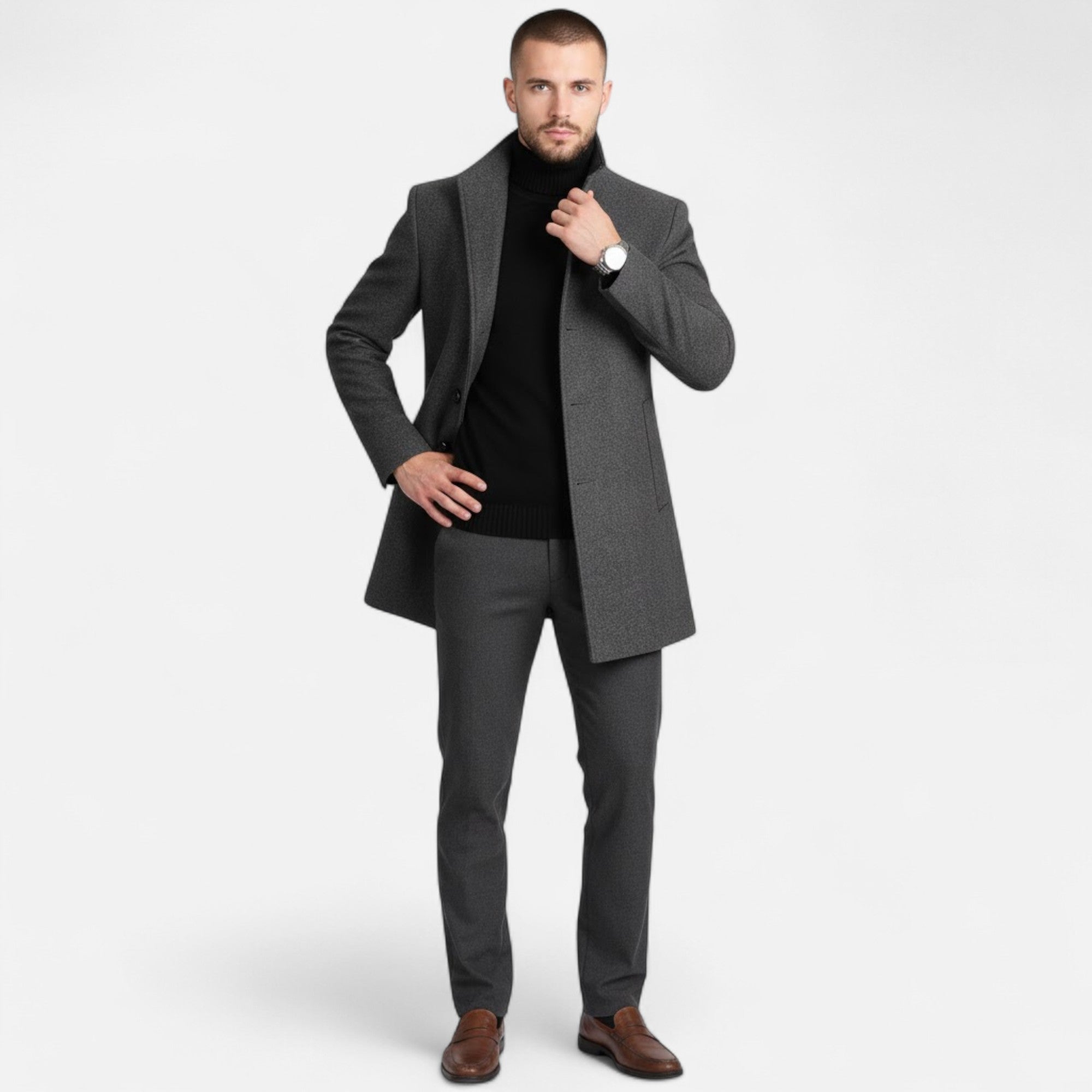 Valmonti | Men’s Tailored Wool Trench – Classic Oxford Elegance