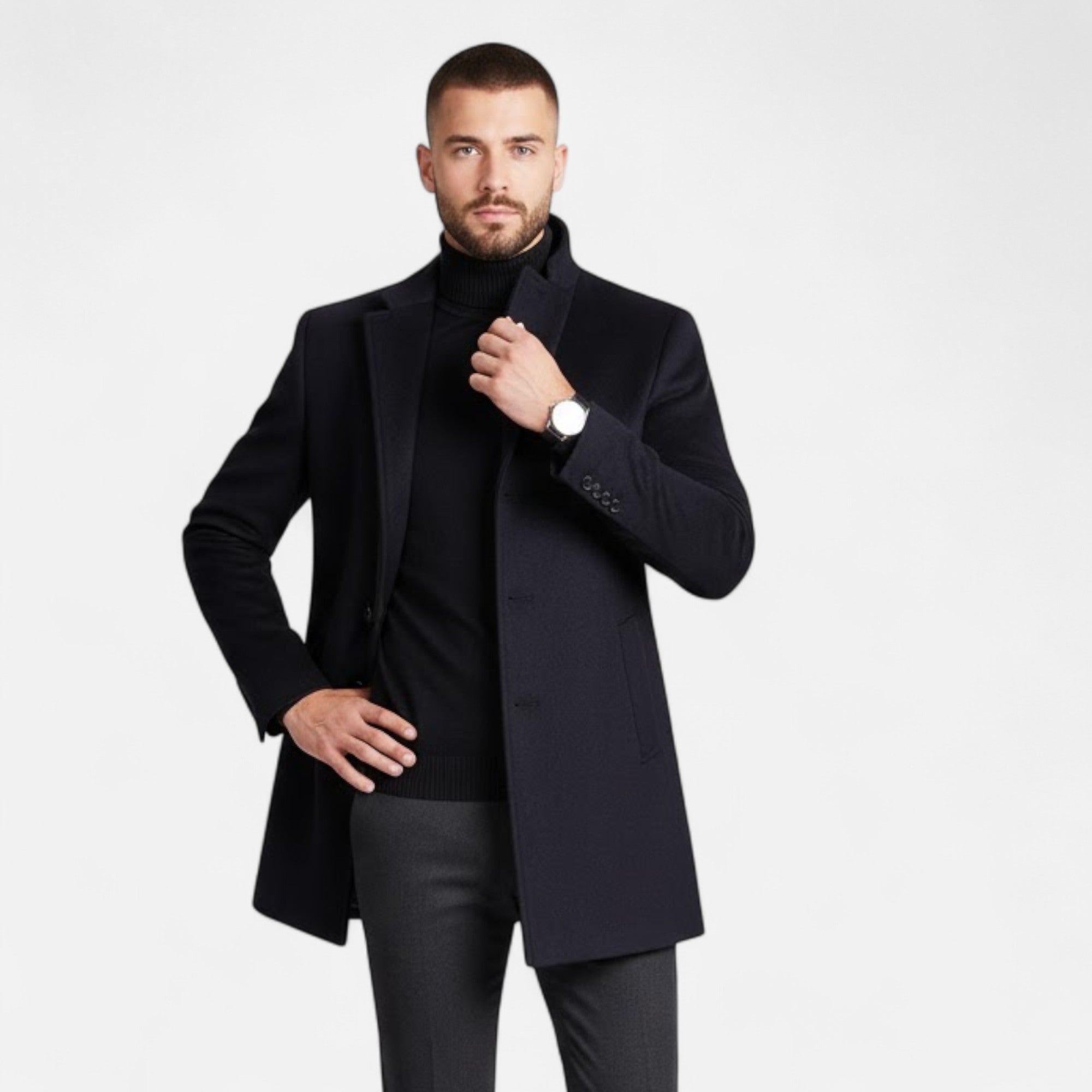 Valmonti | Men’s Tailored Wool Trench – Classic Oxford Elegance