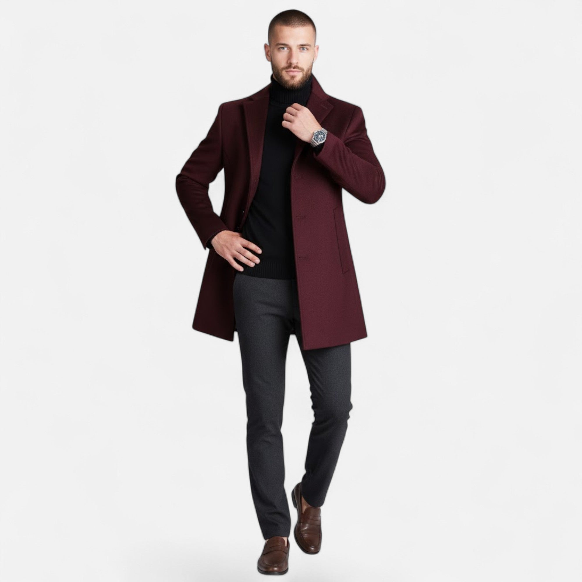 Valmonti | Men’s Tailored Wool Trench – Classic Oxford Elegance