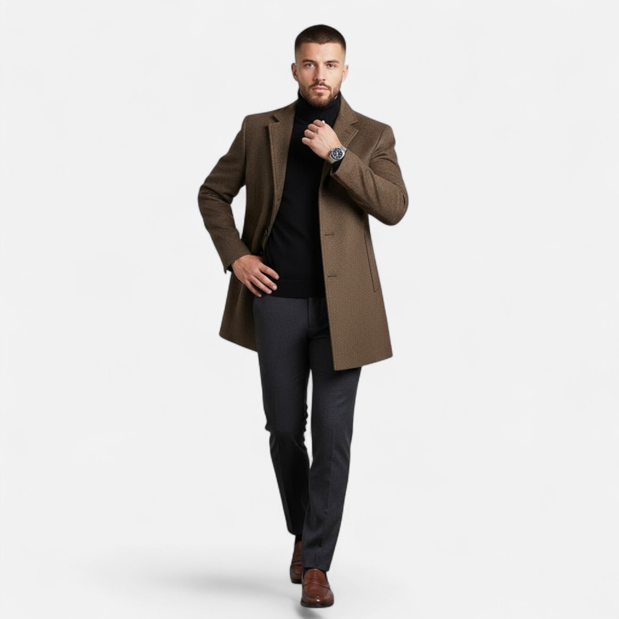 Valmonti | Men’s Tailored Wool Trench – Classic Oxford Elegance