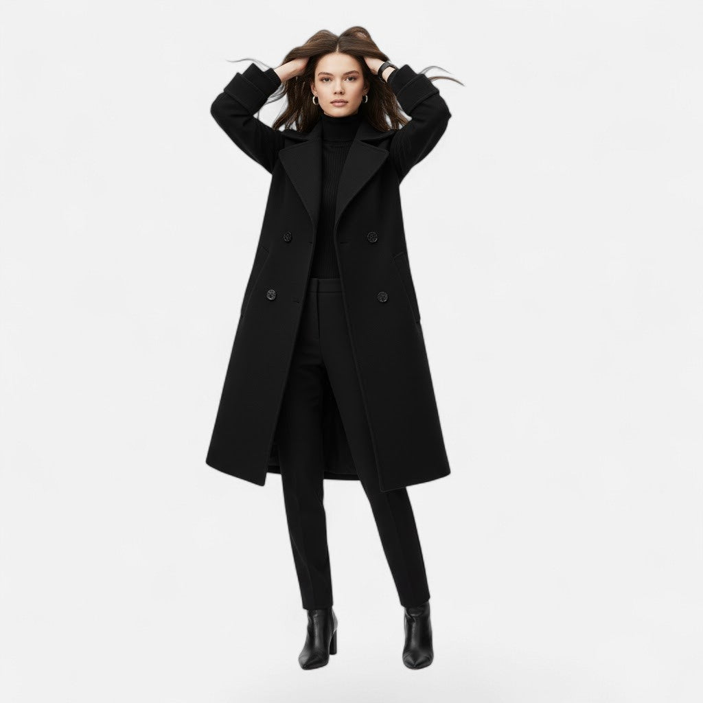 Valmonti | Women’s Double-Breasted Cashmere-Blend Slim Coat