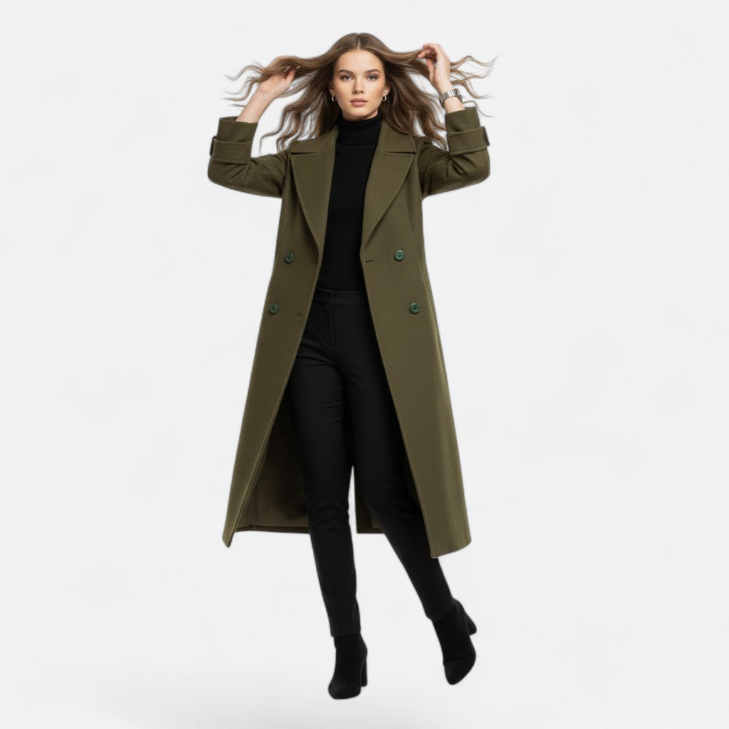 Valmonti | Women’s Double-Breasted Cashmere-Blend Slim Coat