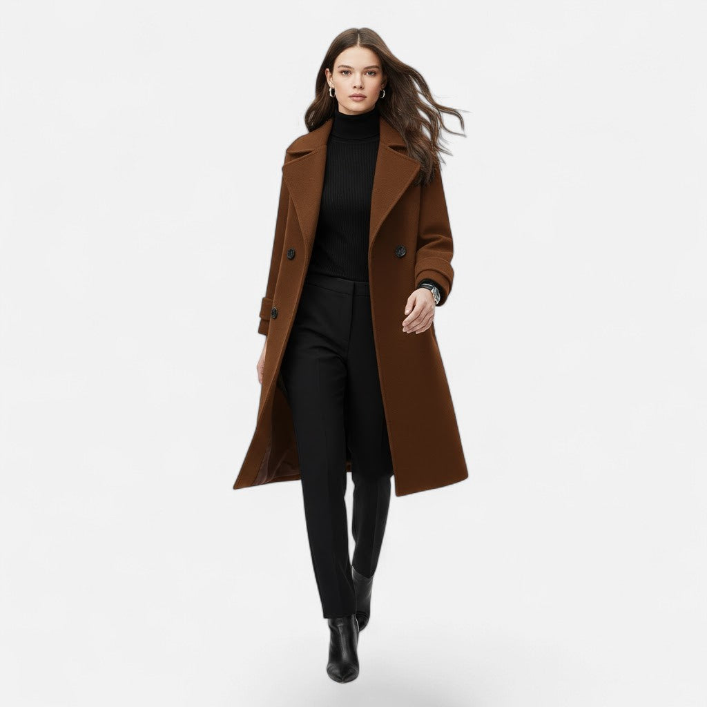 Valmonti | Women’s Double-Breasted Cashmere-Blend Slim Coat