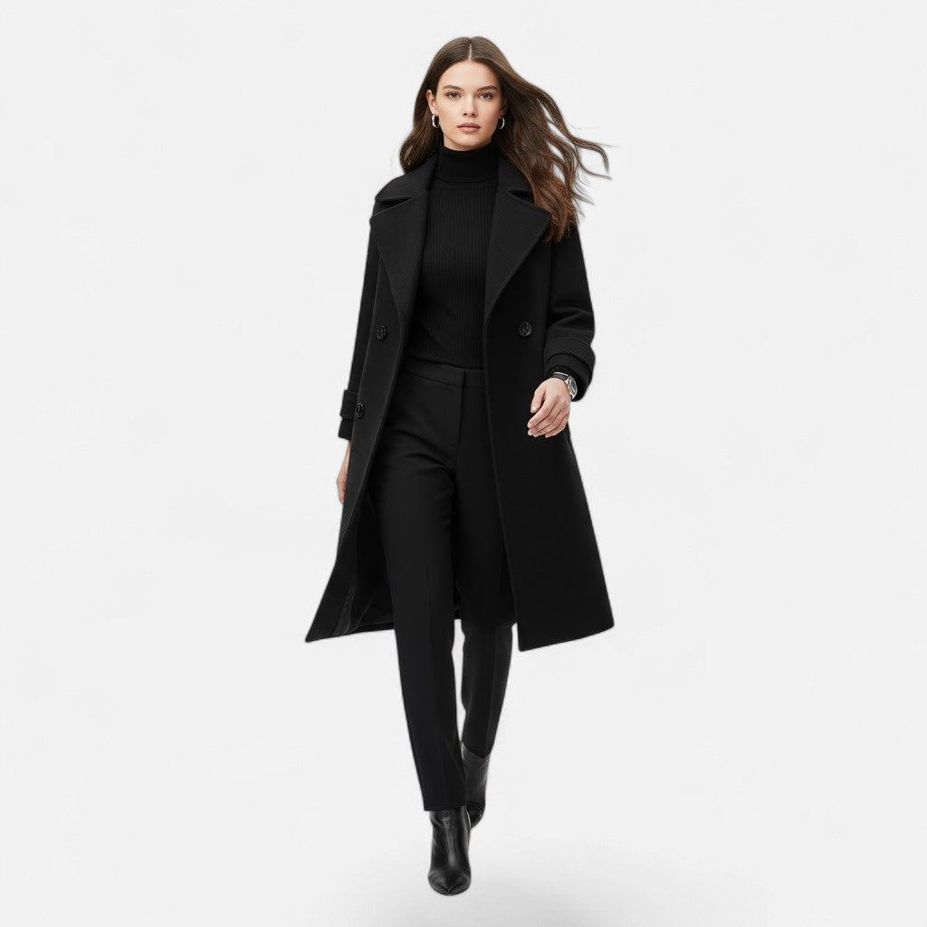 Valmonti | Women’s Double-Breasted Cashmere-Blend Slim Coat