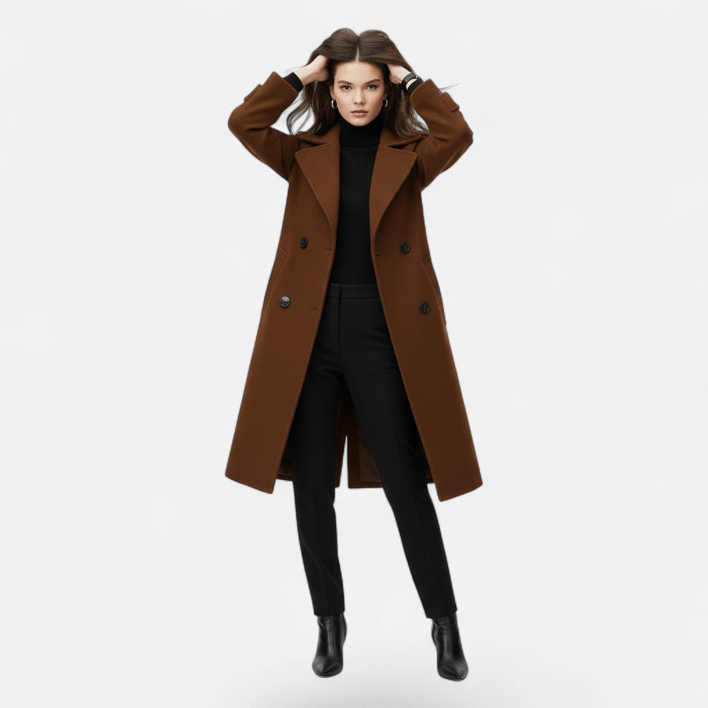 Valmonti | Women’s Double-Breasted Cashmere-Blend Slim Coat