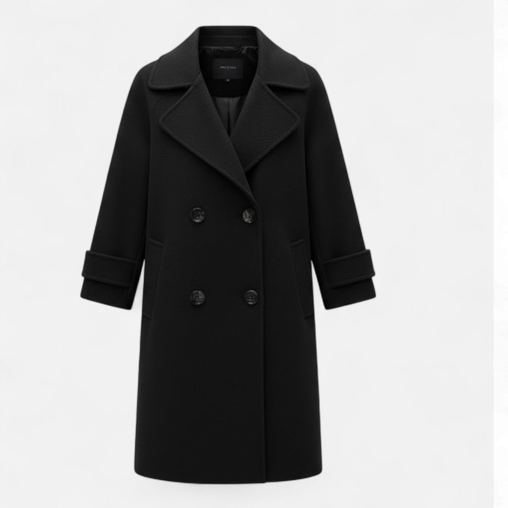 Valmonti | Women's Double-Breasted Cashmere-Blend Slim Coat