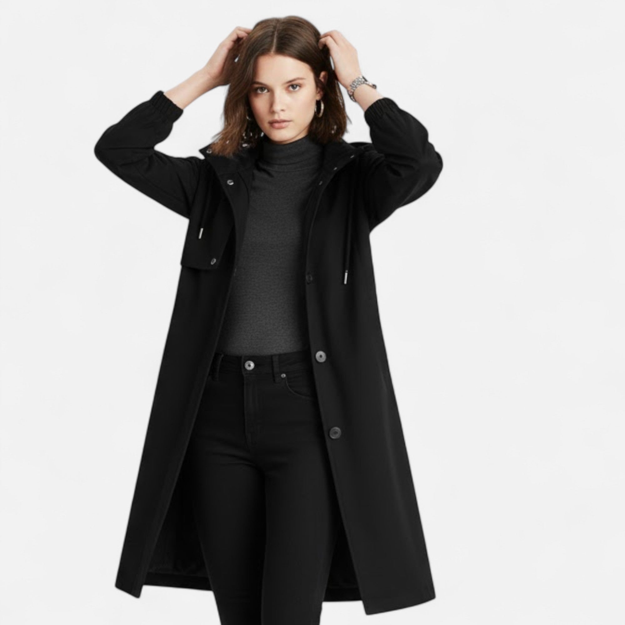 Valmonti | Women’s Mid-Length Windbreaker Coat – Elegant Cotton Coat