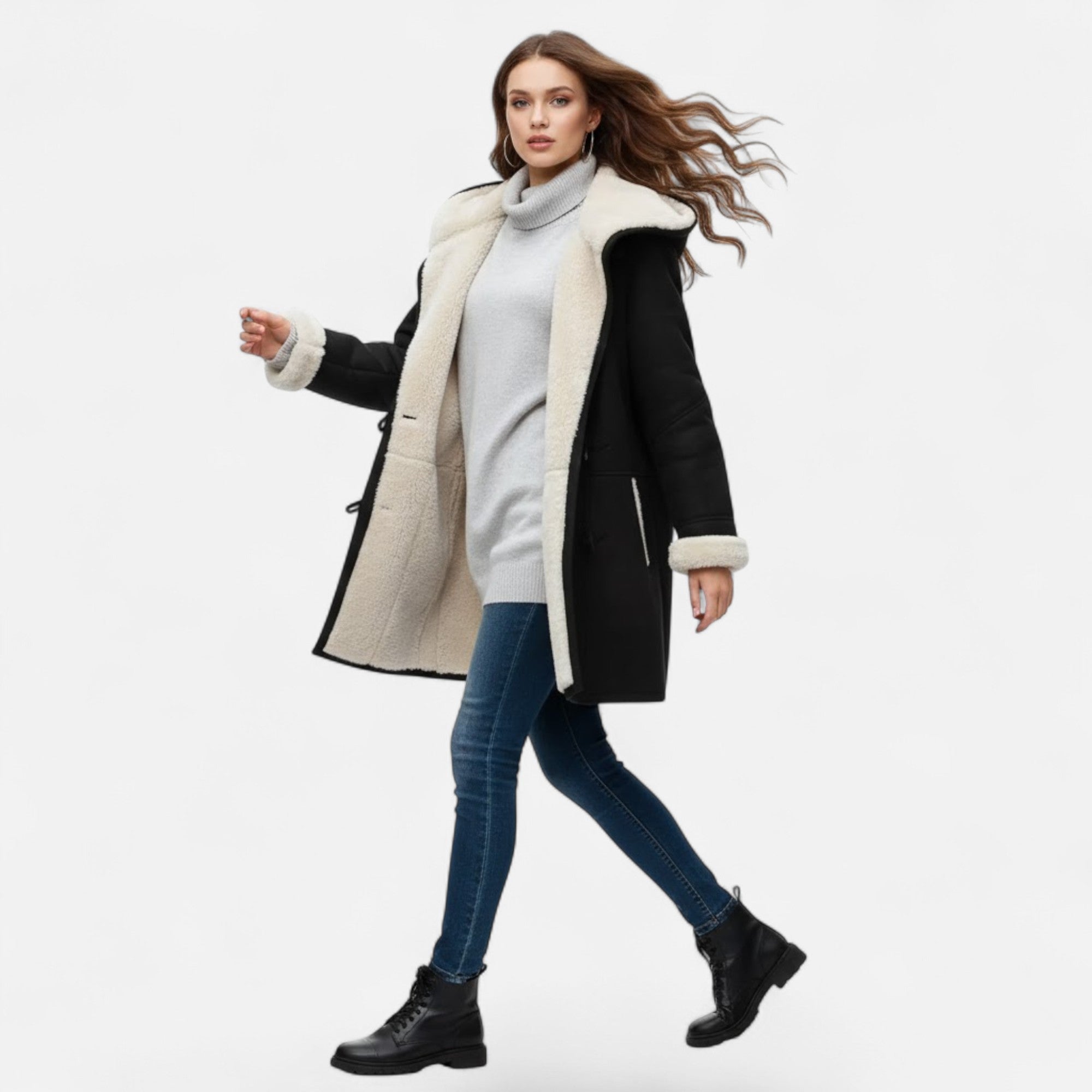 Valmonti | Women’s Hooded Button-Front Winter Coat with Pockets