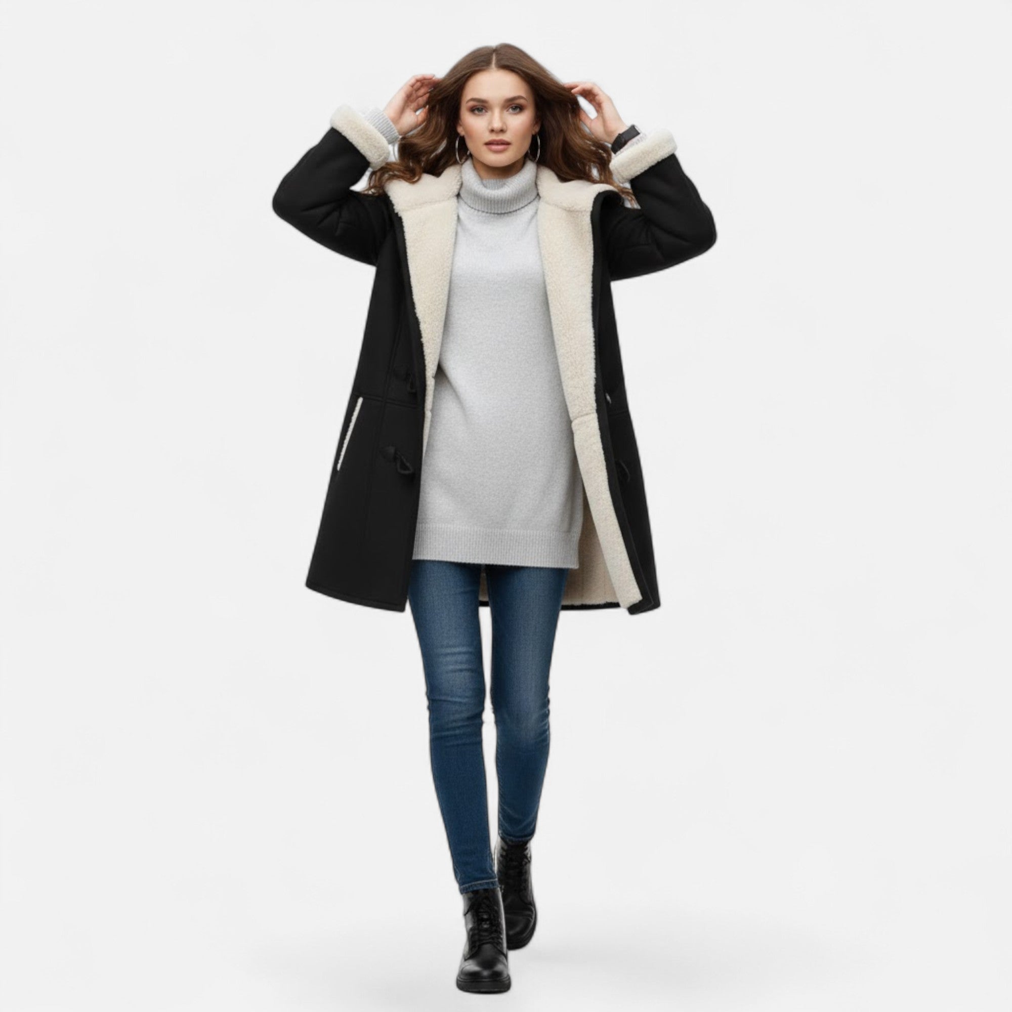 Valmonti | Women’s Hooded Button-Front Winter Coat with Pockets