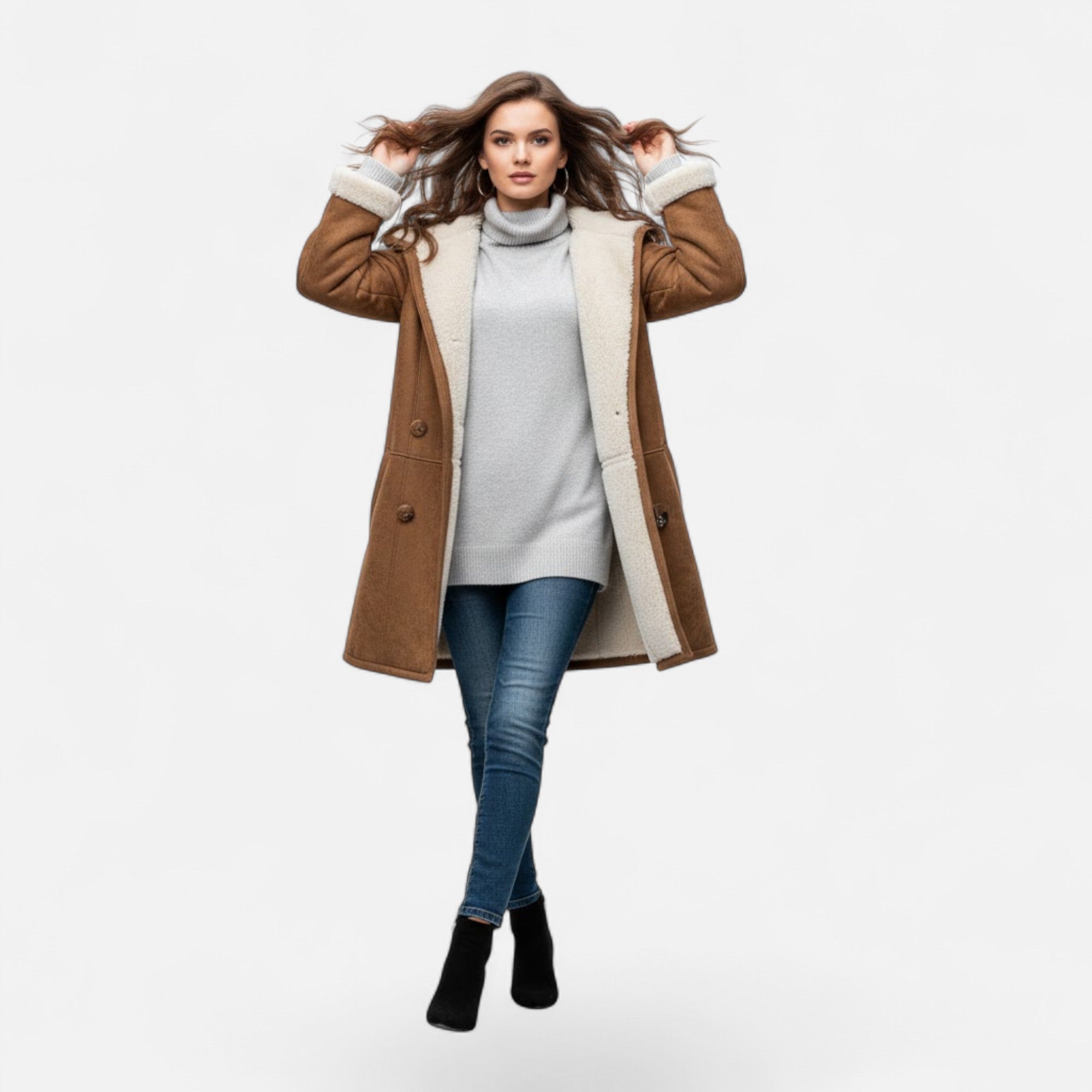 Valmonti | Women’s Hooded Button-Front Winter Coat with Pockets