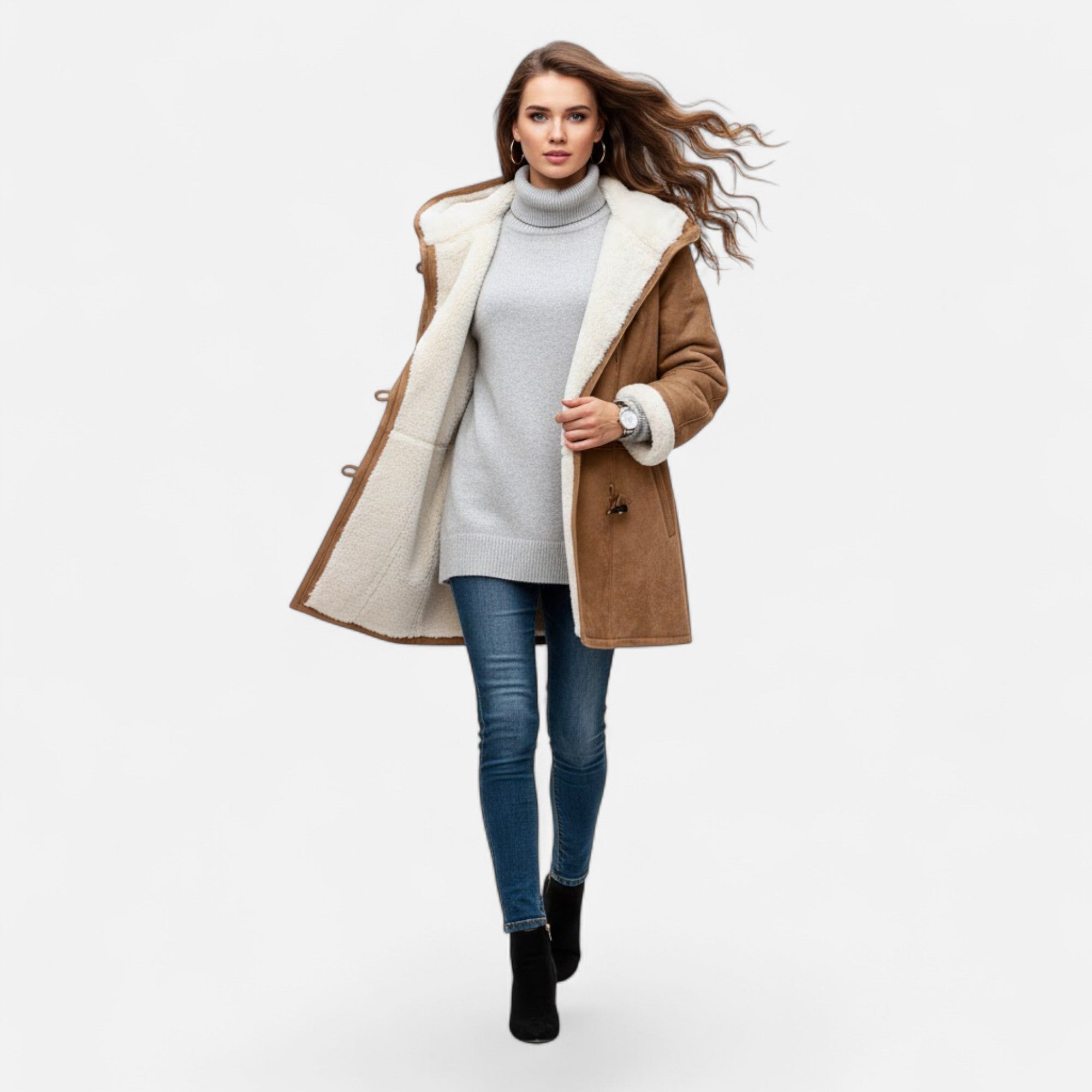 Valmonti | Women’s Hooded Button-Front Winter Coat with Pockets