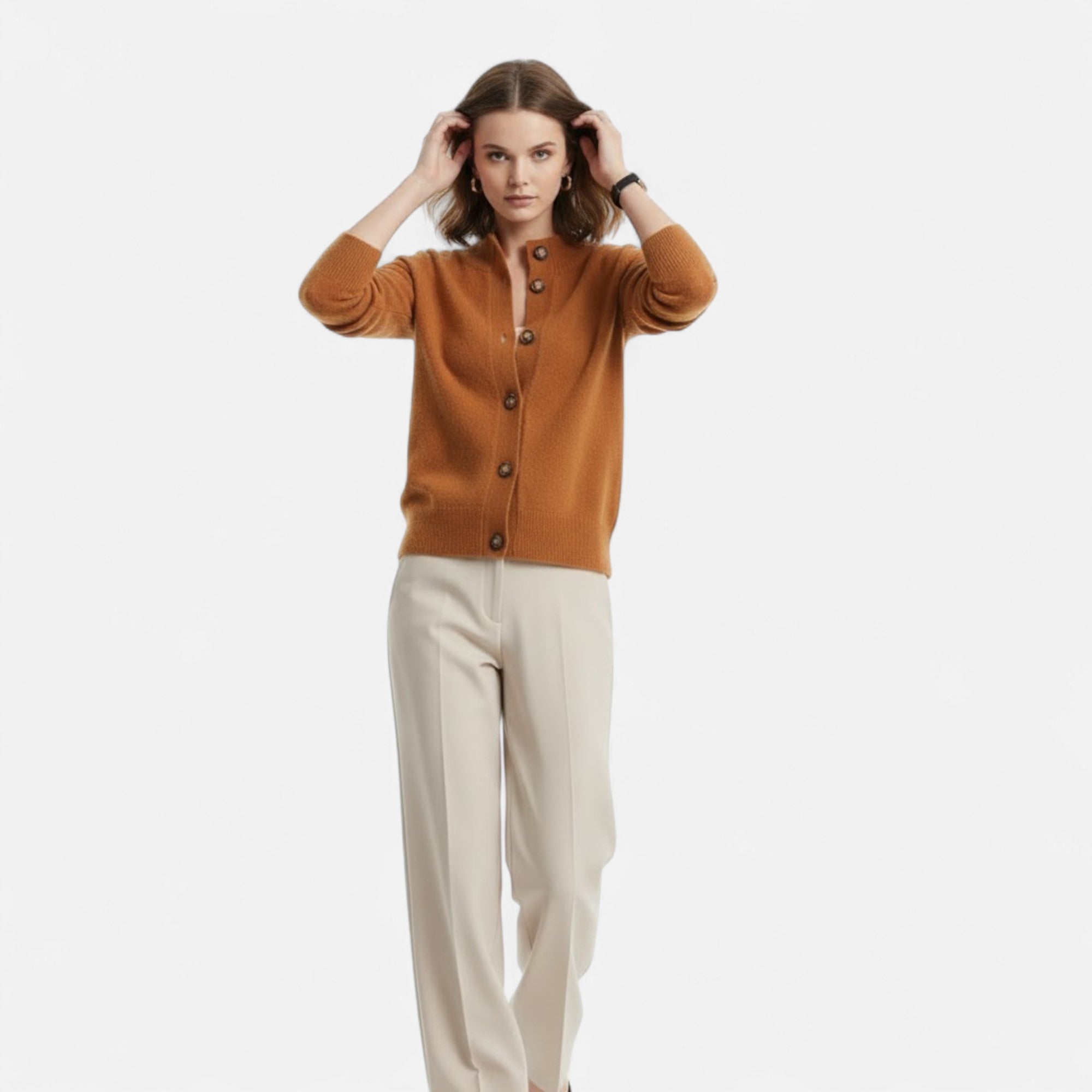 Valmonti | Women’s Knit Stand-Collar Short Coat