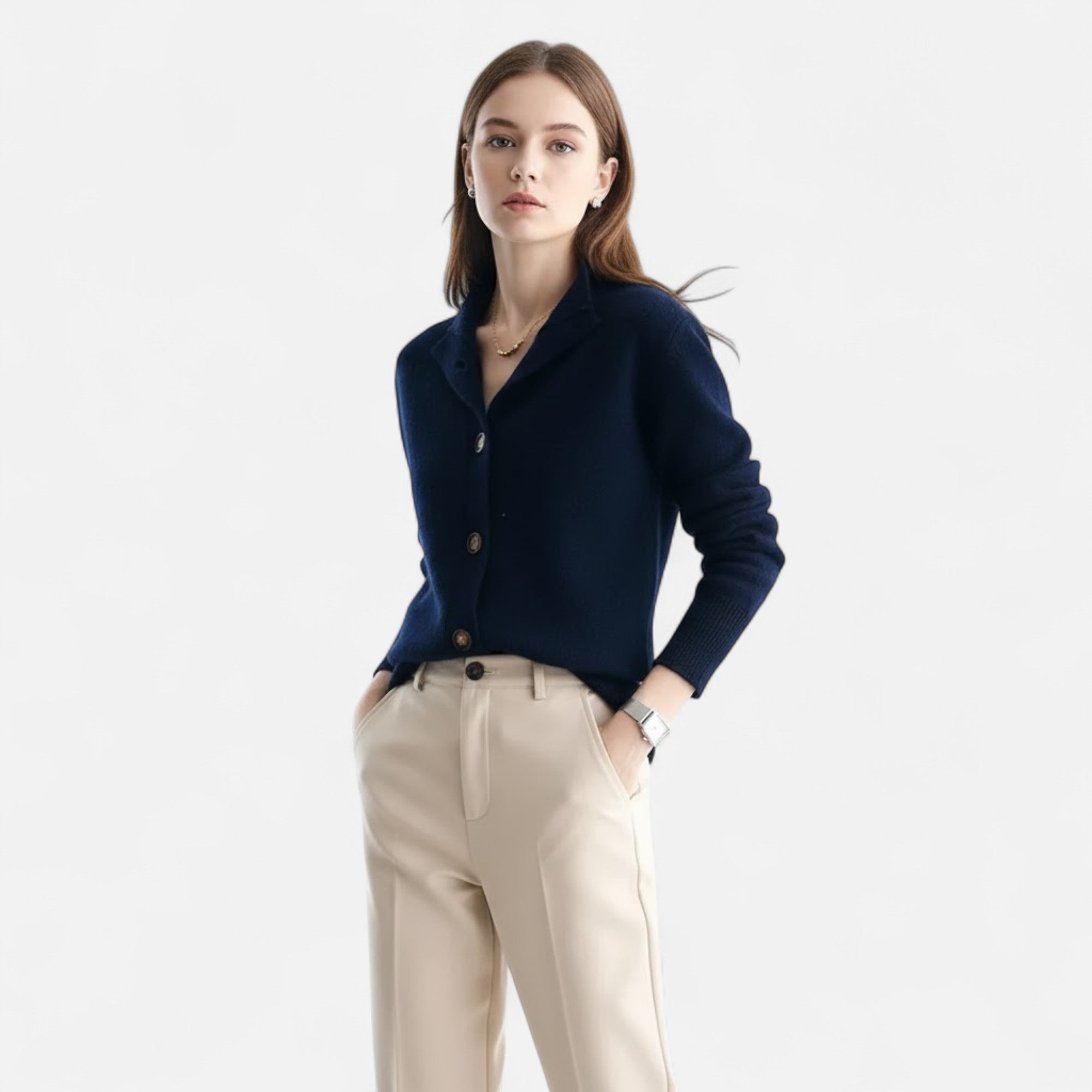 Valmonti | Women’s Knit Stand-Collar Short Coat