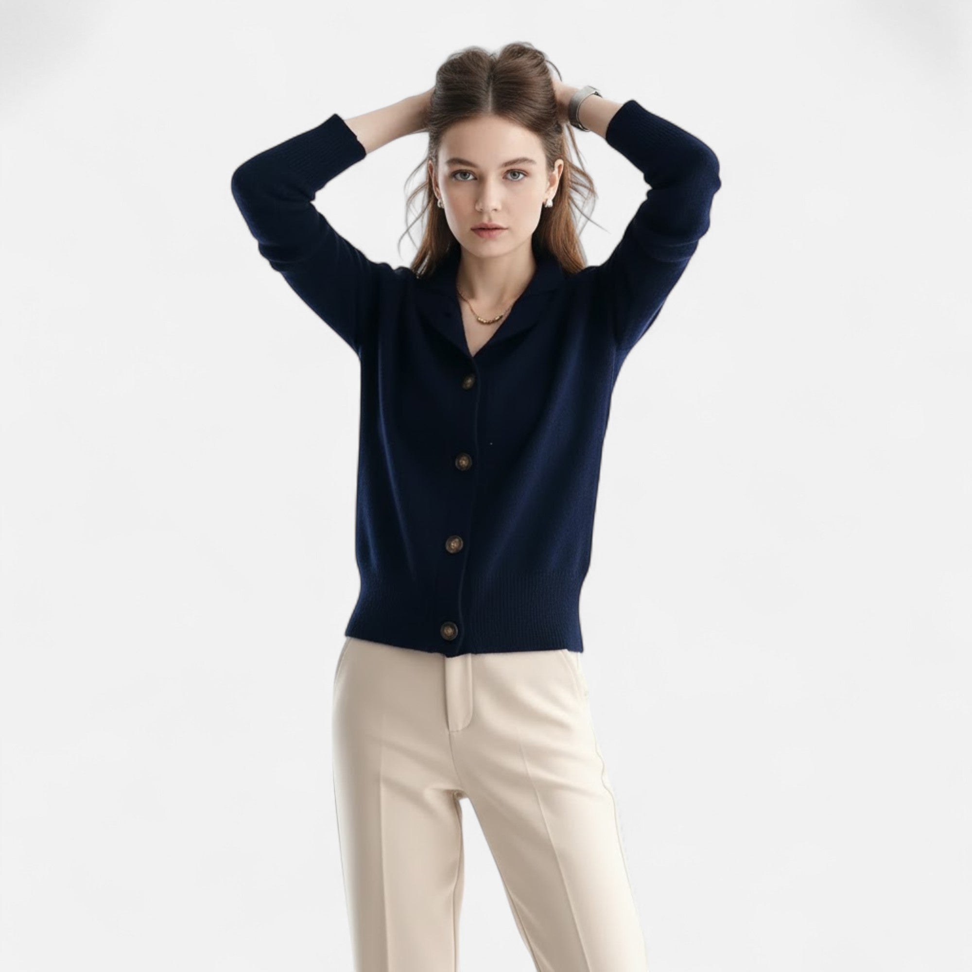 Valmonti | Women’s Knit Stand-Collar Short Coat