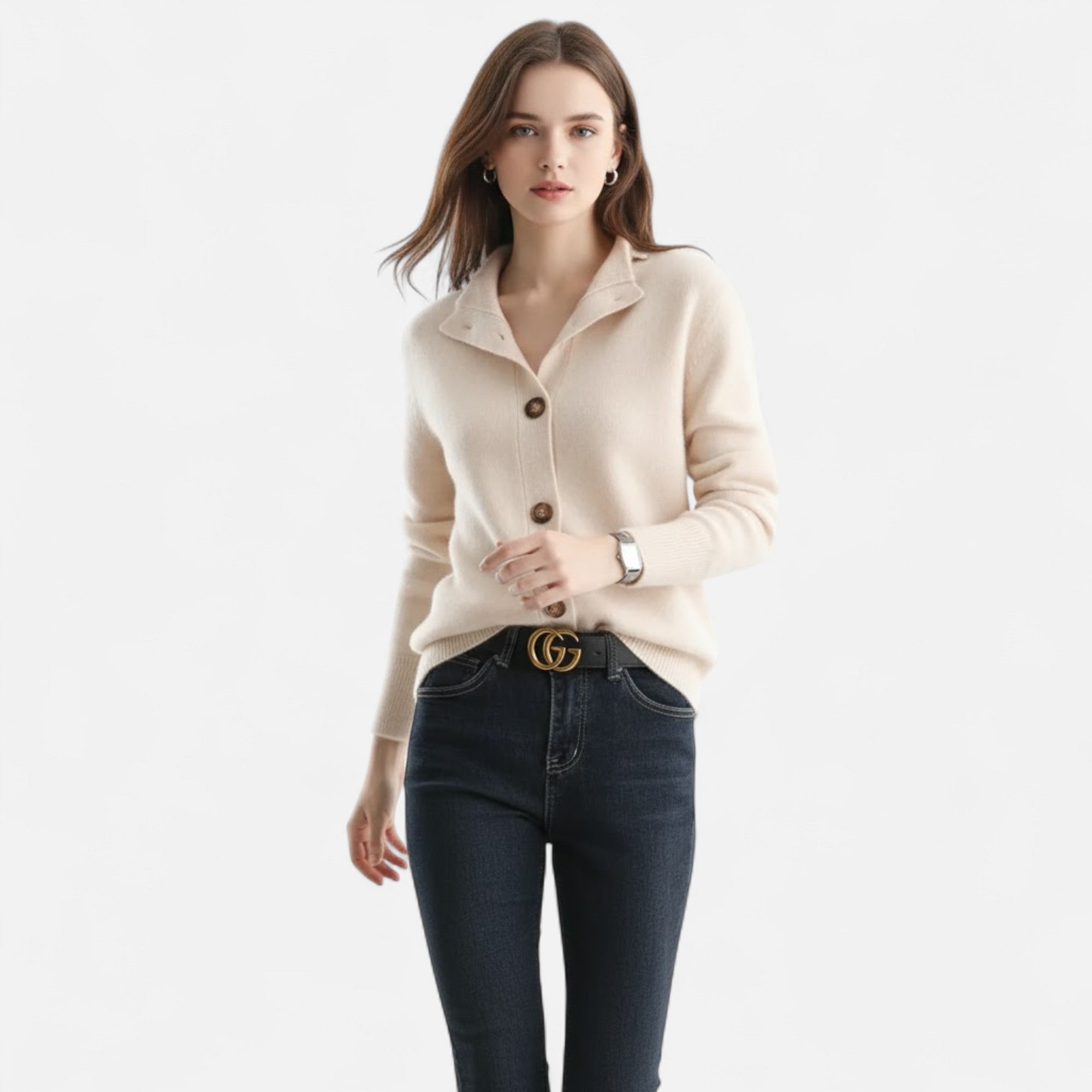 Valmonti | Women’s Knit Stand-Collar Short Coat