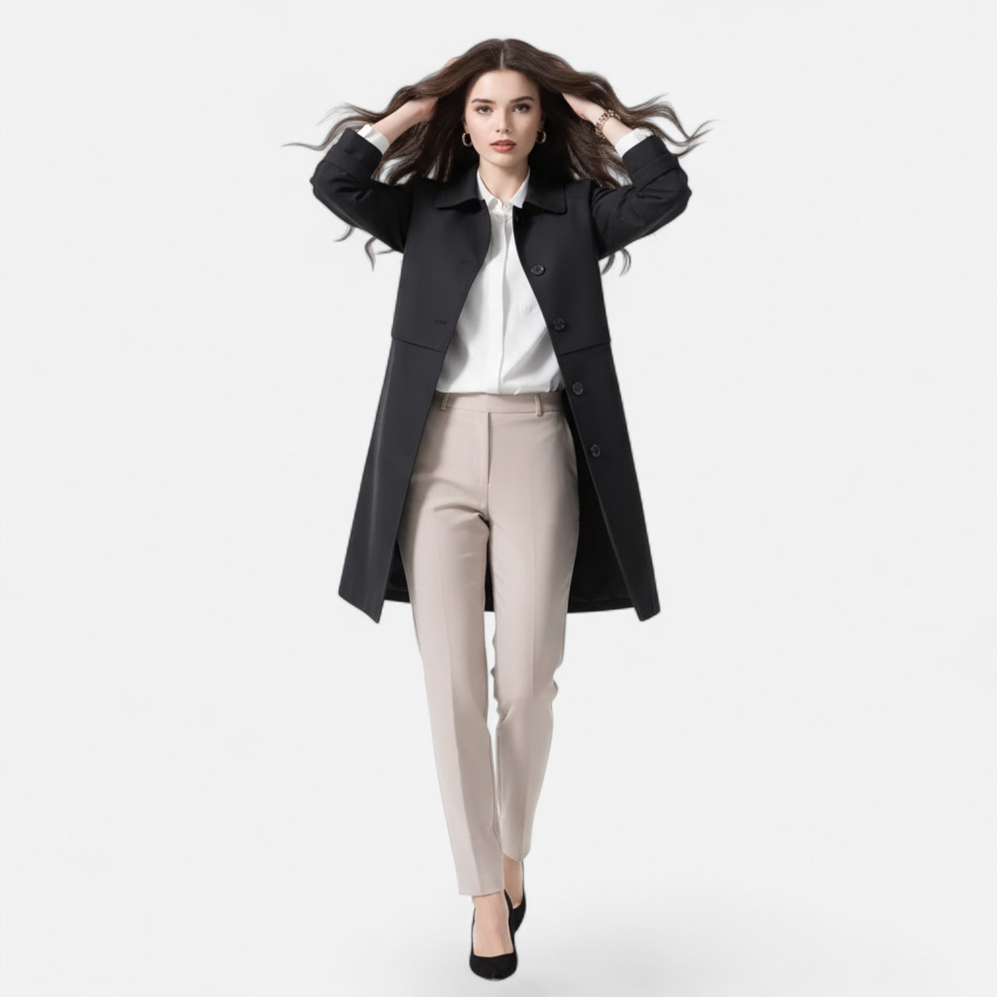 Valmonti | Women’s Mid-Length Wool-Blend Trench Coat