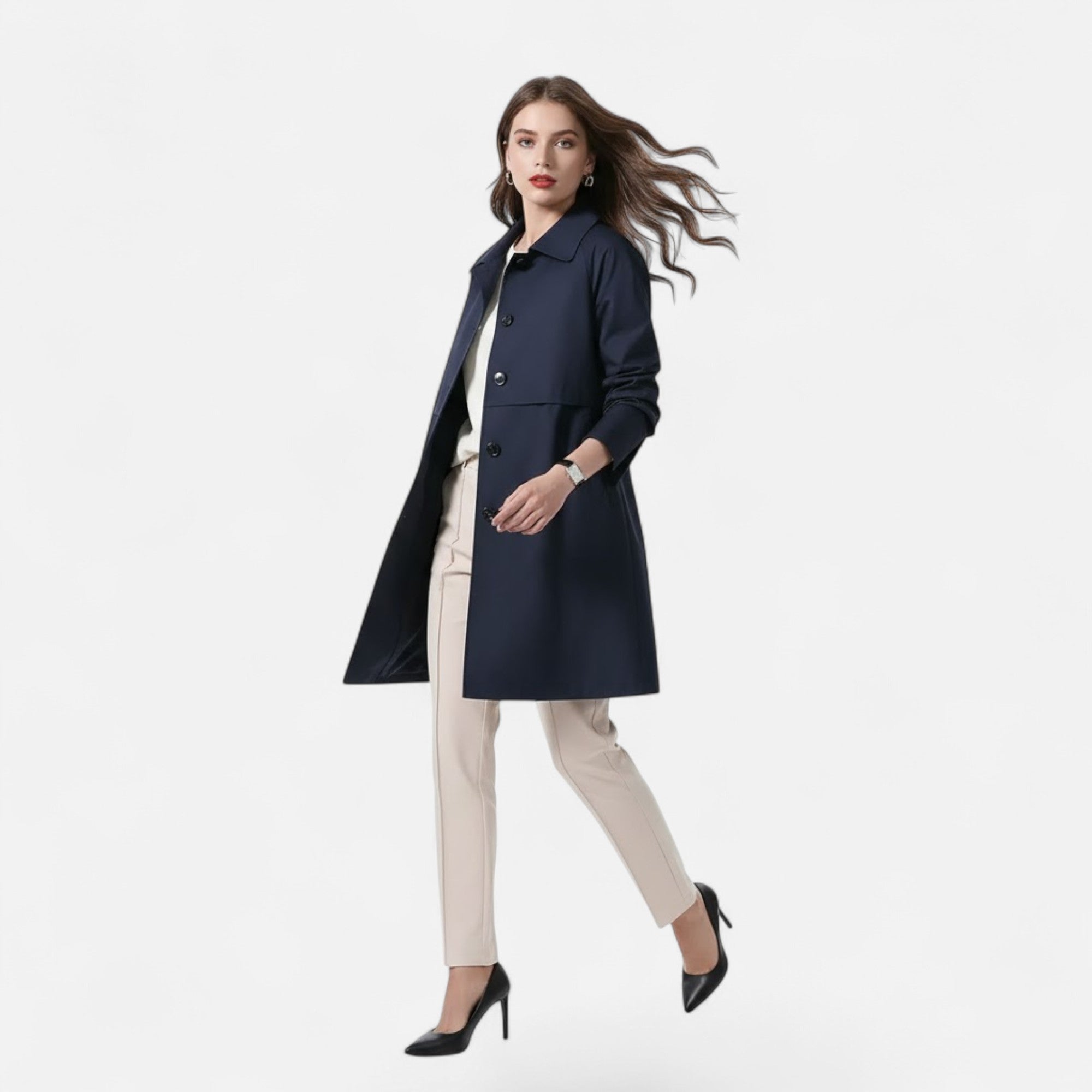 Valmonti | Women’s Mid-Length Wool-Blend Trench Coat